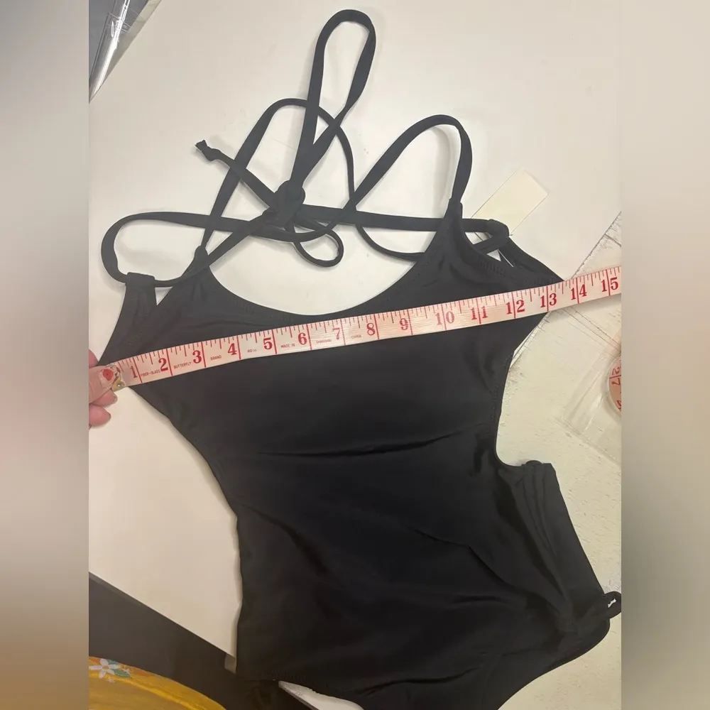 Aeropostale Strappy One 1 Piece Black Swimsuit Size XS Tie Open Back New - Image 4