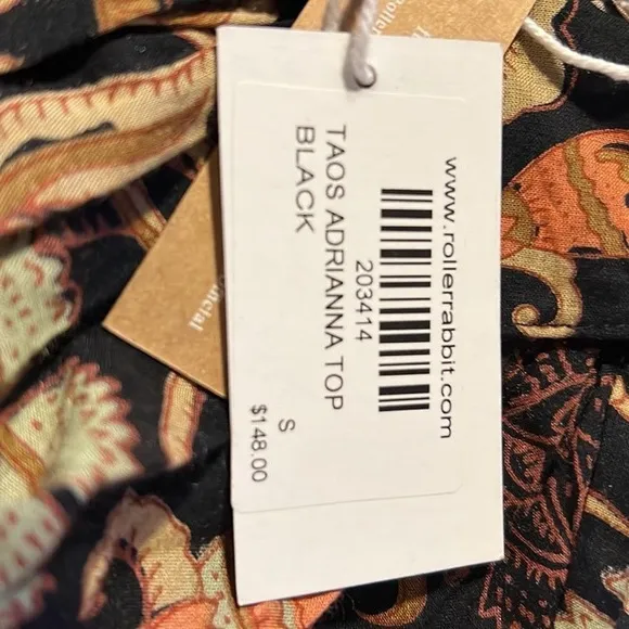 Roller Rabbit Taos Adrianna‎ Floral Woven Camp Collar Long Sleeve Top Sz S NWT - Image 5