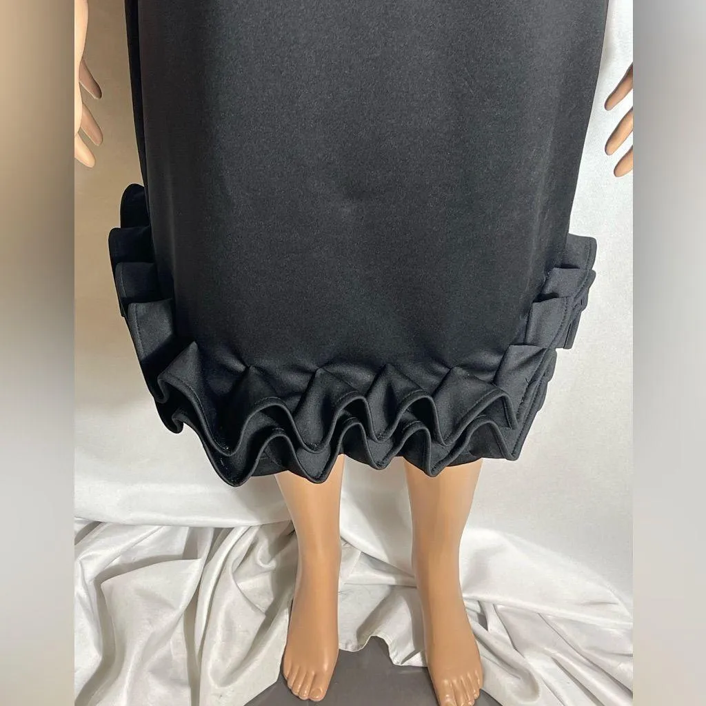 Shelby Nites Women’s Black Cocktail Sheath Dress Ruffle Hem Size 14 NWT - Image 2