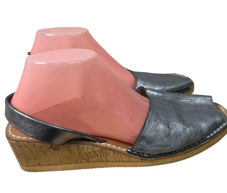 CalaXini Verano Silver Metallic Leather Spanish Slingback Sandals EU 42 US 11 - Image 2