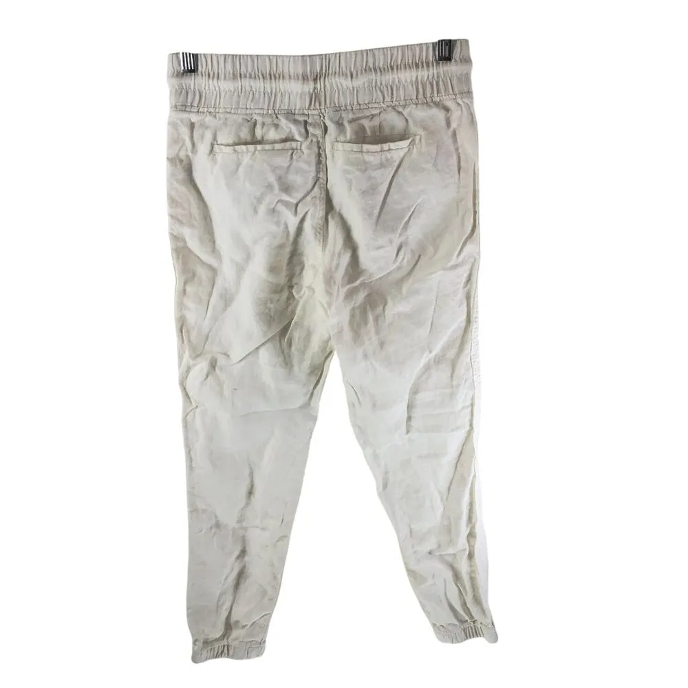 Athleta Womens Cabo Tide Linen Jogger Pants Pull On Zip Pockets White 0 - Image 2