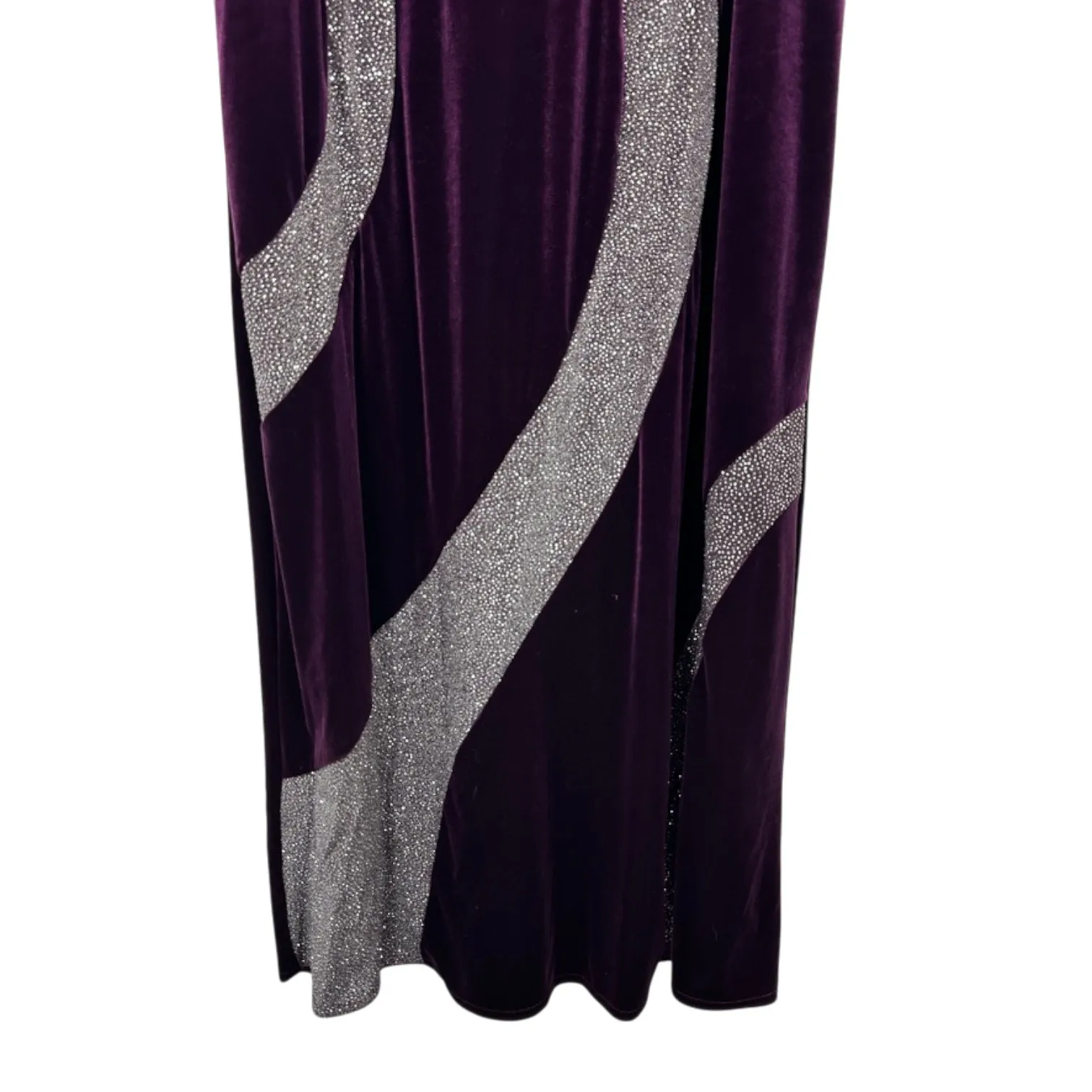 Vintage Women's Purple Velvet Rhinestone Maxi Dress Size 18 Onyx Nite Vamp Witch - Image 4