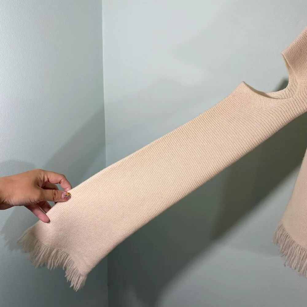 Zoe Jordan Cream Mock Neck Cut Out Sleeves Cashmere Wool Sweater Size S/M - Image 5