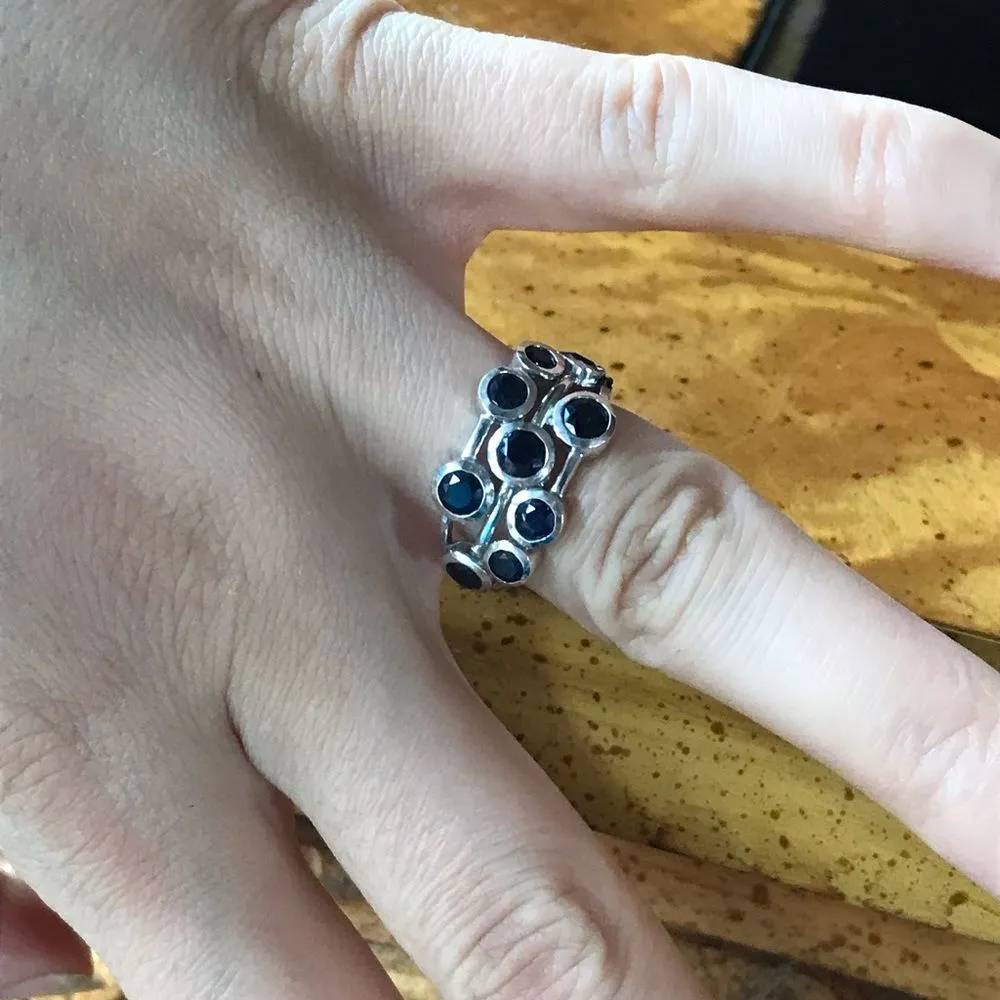 Natural Masoala Sapphire Sterling Silver Bubble Ring Size 6 - Image 2