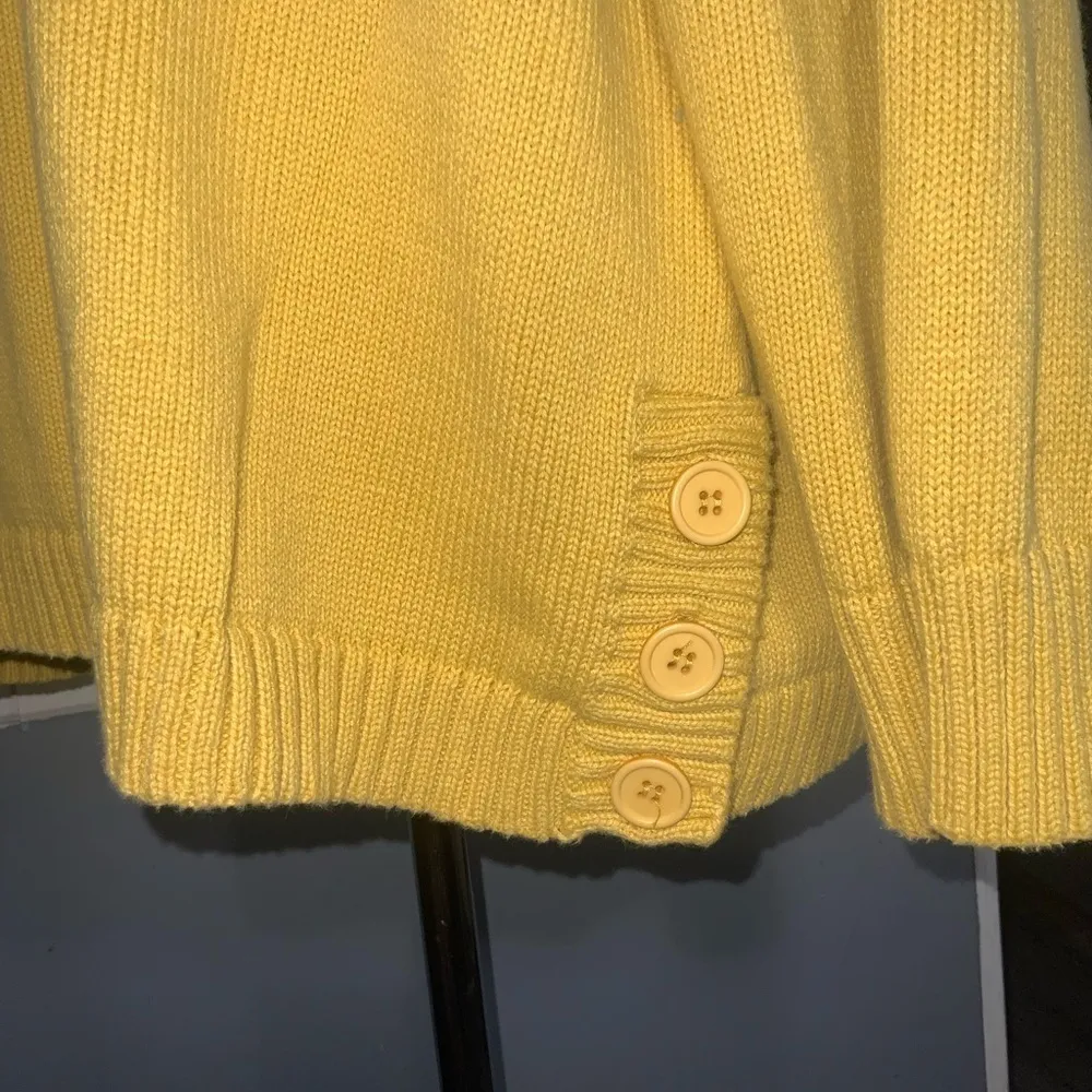 Bridgewater Studio Cotton Yellow Herringbone Crewneck Sweater Button Details 3X - Image 5