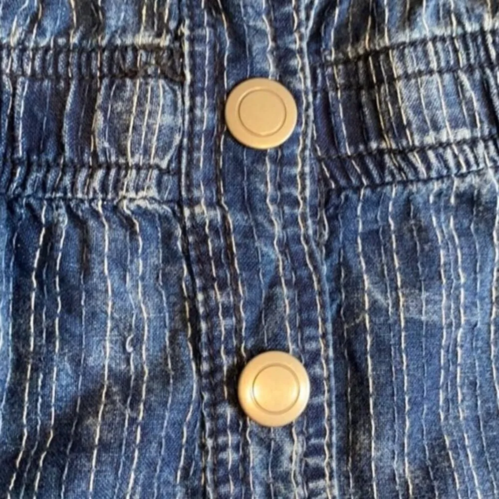 Free People Ari Denim Jumpsuit S Coverall Boiler Suit 90s Utility Loose Fit Blue - Image 8