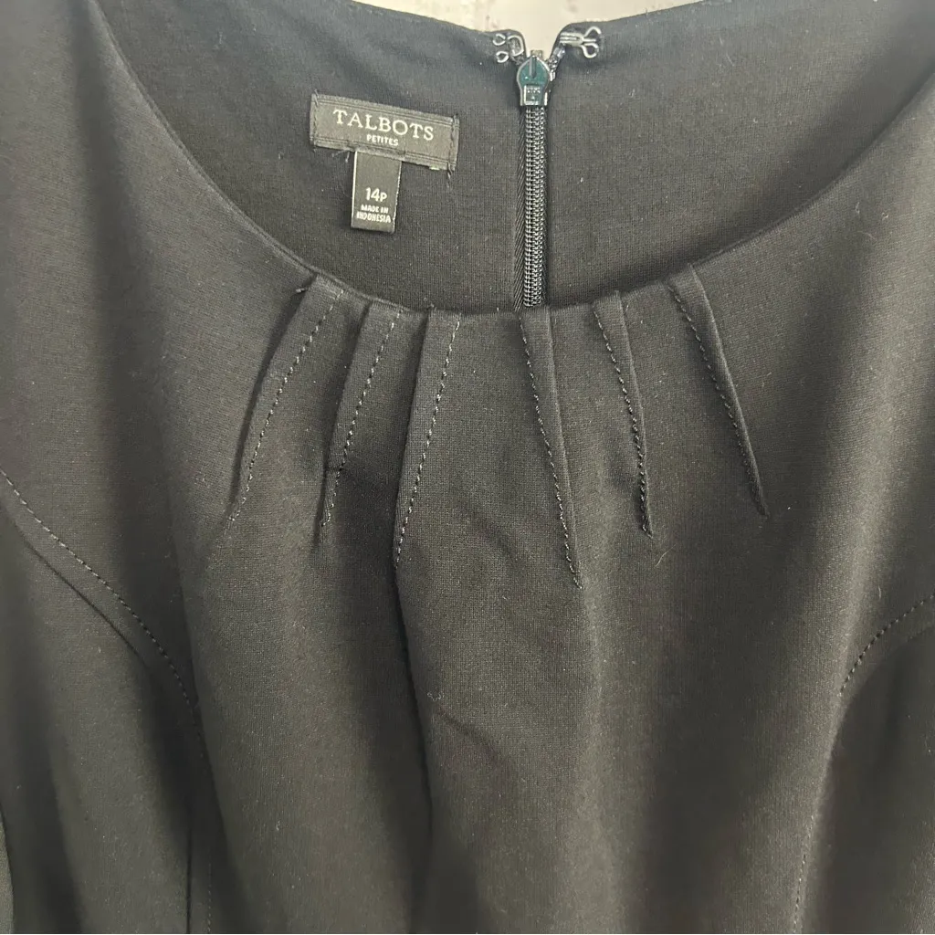 Talbots Petites black ponte knit pleated capsule midi dress capsule dressy chic - Image 5