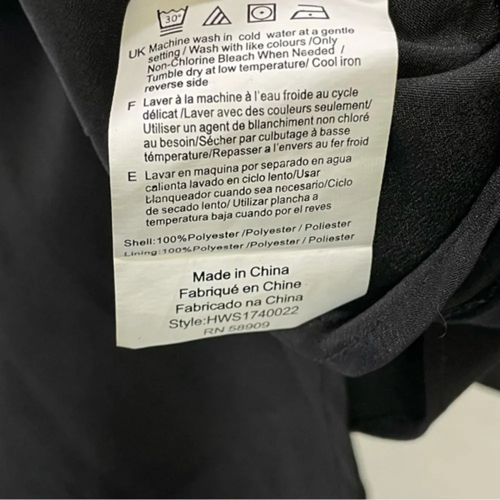 Halston Black Dress Large High Low Poplin Spaghetti Strap Semi Formal Gown - Image 5