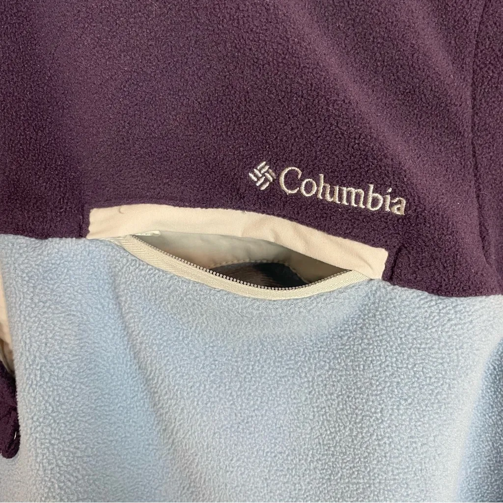 Columbia Sportswear Fleece‎ Pullover Snaps Mountain Side Purple Blue Women Sz XL - Image 8