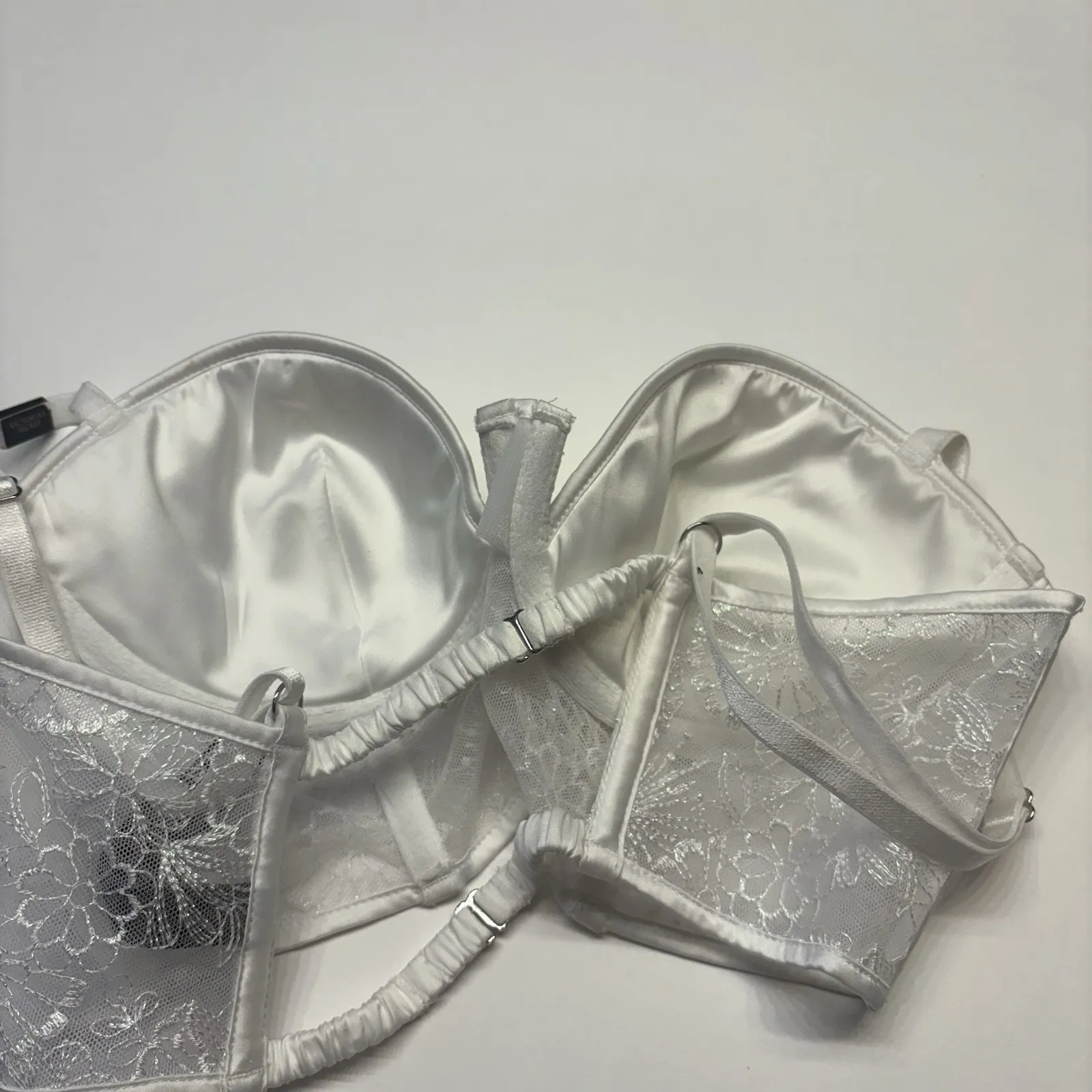 Victoria's Secret Balconette Corset White Lace Bustier Longline Bra Size 34C NEW - Image 9