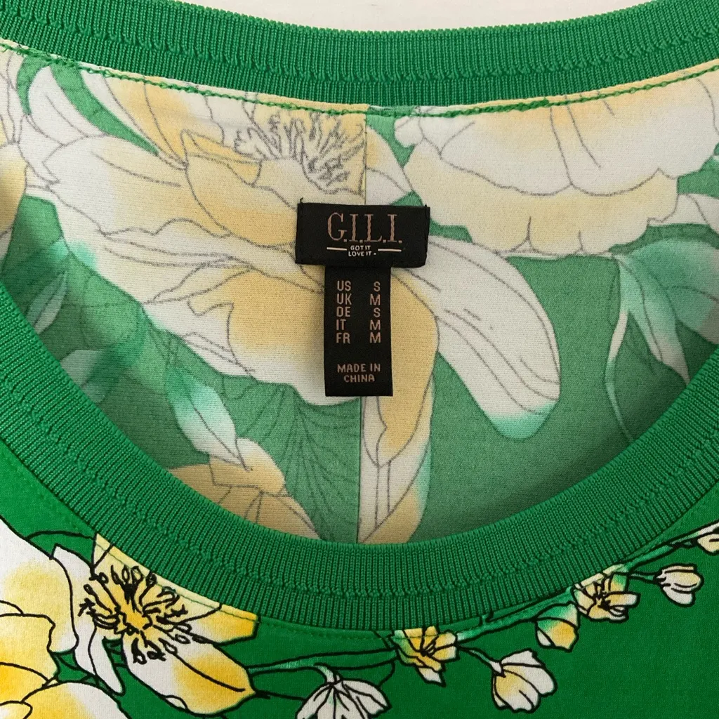 G.I.L.I Floral Jersey Knit Maxi Dress Size Small Green - Image 2