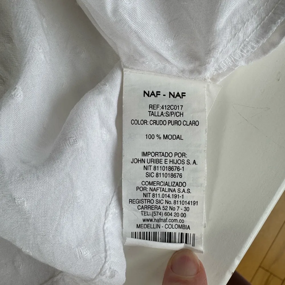 NAF NAF White Beaded Embroidered Boho Flowy Long Sleeve Blouse Size Small - Image 6