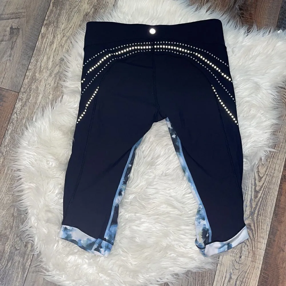 Lululemon Stop At Nothing Crop Black / Mini Blooming Pixie Aquamarine Multi - Image 8