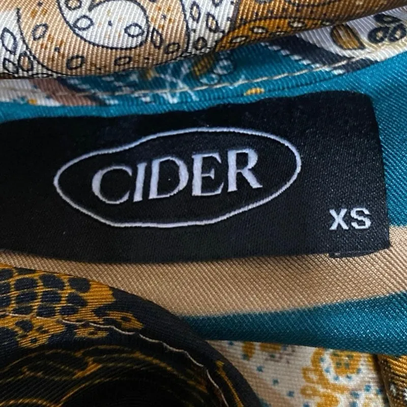 Cider Multicolor Geometric Floral Long Flared Bell Sleeves Crop Blouse Top Sz XS - Image 4