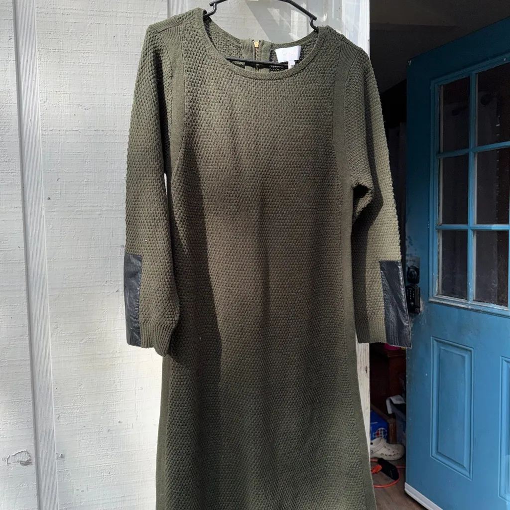 Laundry by Shelli Segal  Olive Knit Dress size large - Image 6