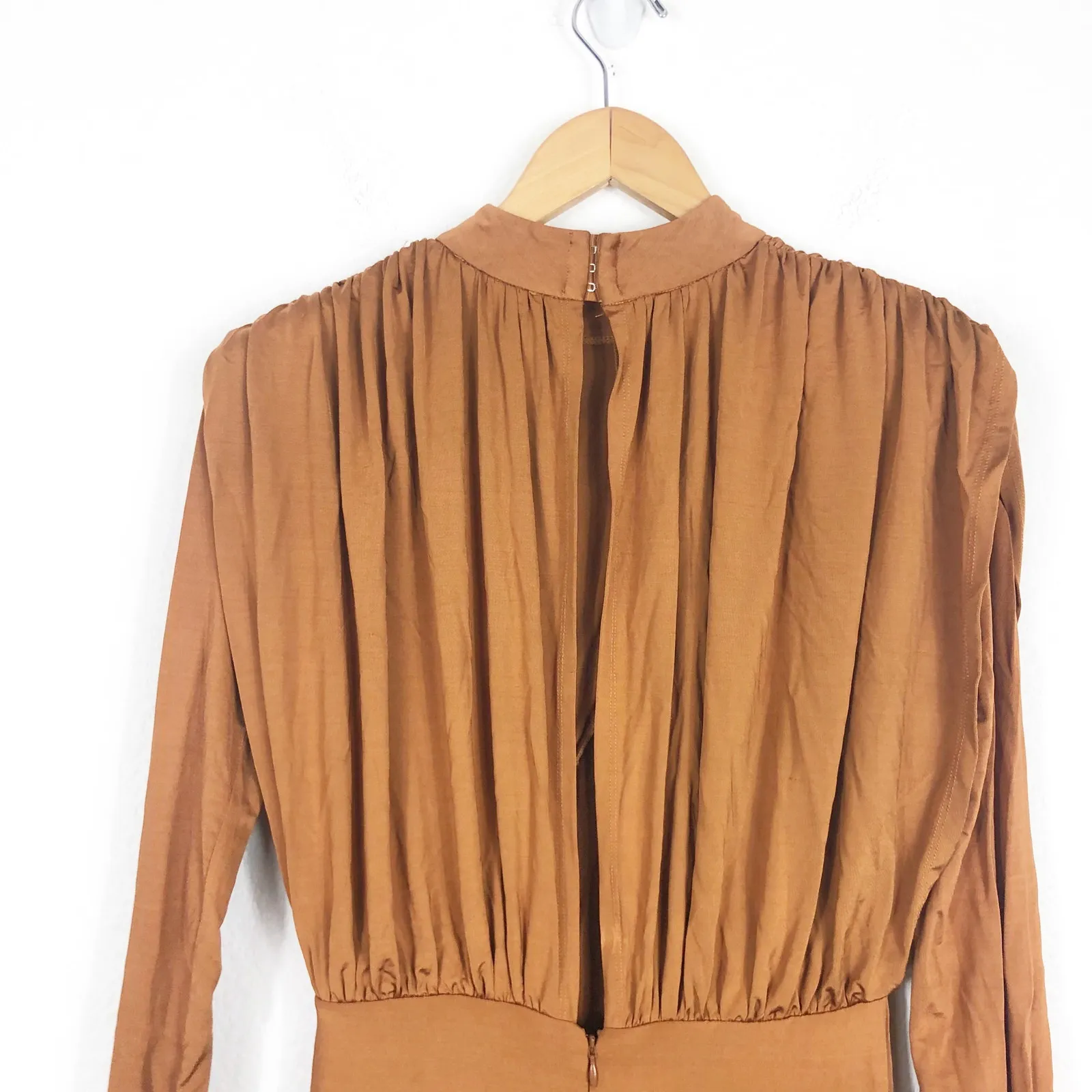 L'ACADEMIE Kemia Maxi Dress Small Brown Jersey Long Sleeve Wedding Revolve Chic - Image 14