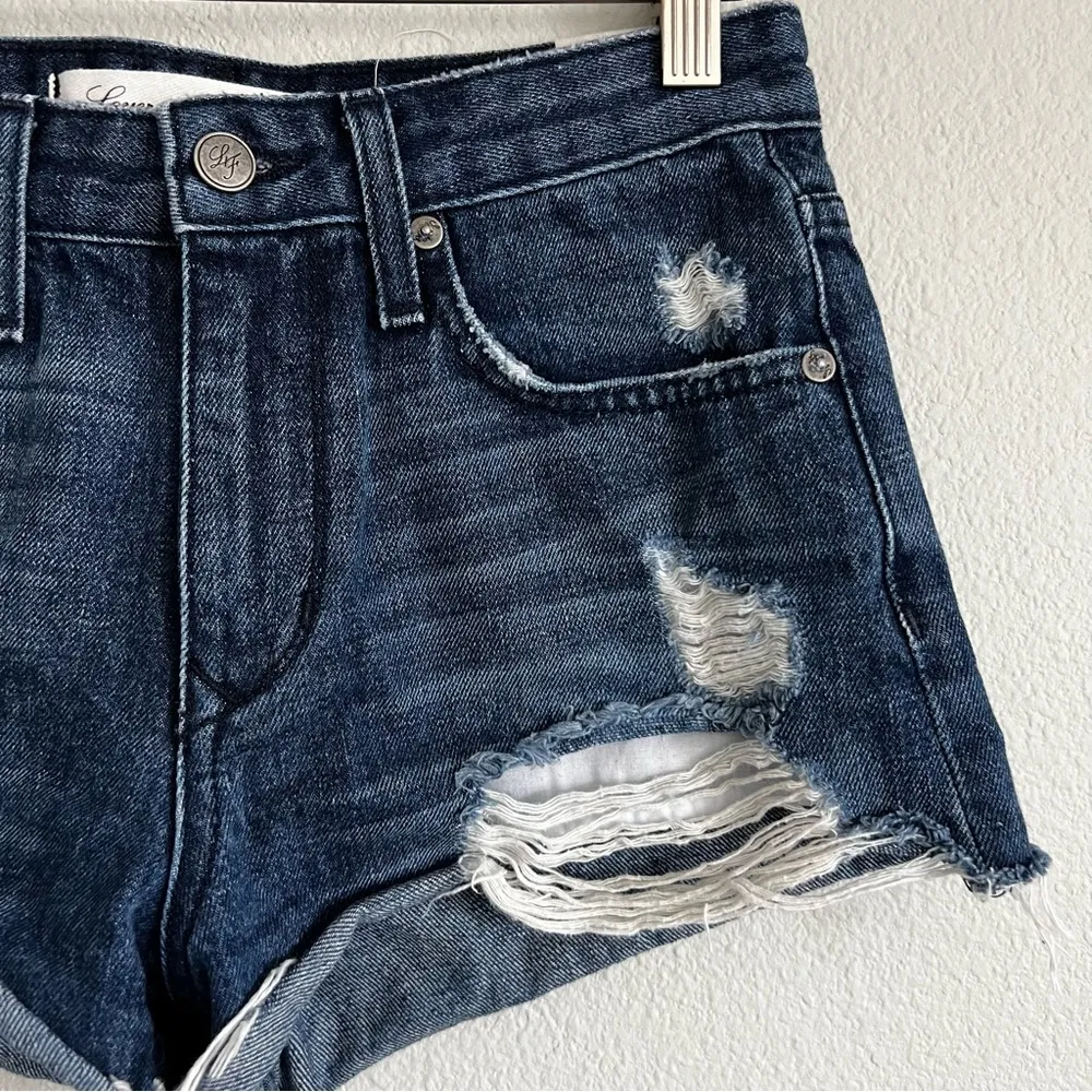 Lovers + Friends Jack High Rise Denim Shorts with Distressing. Size 24 - Image 4