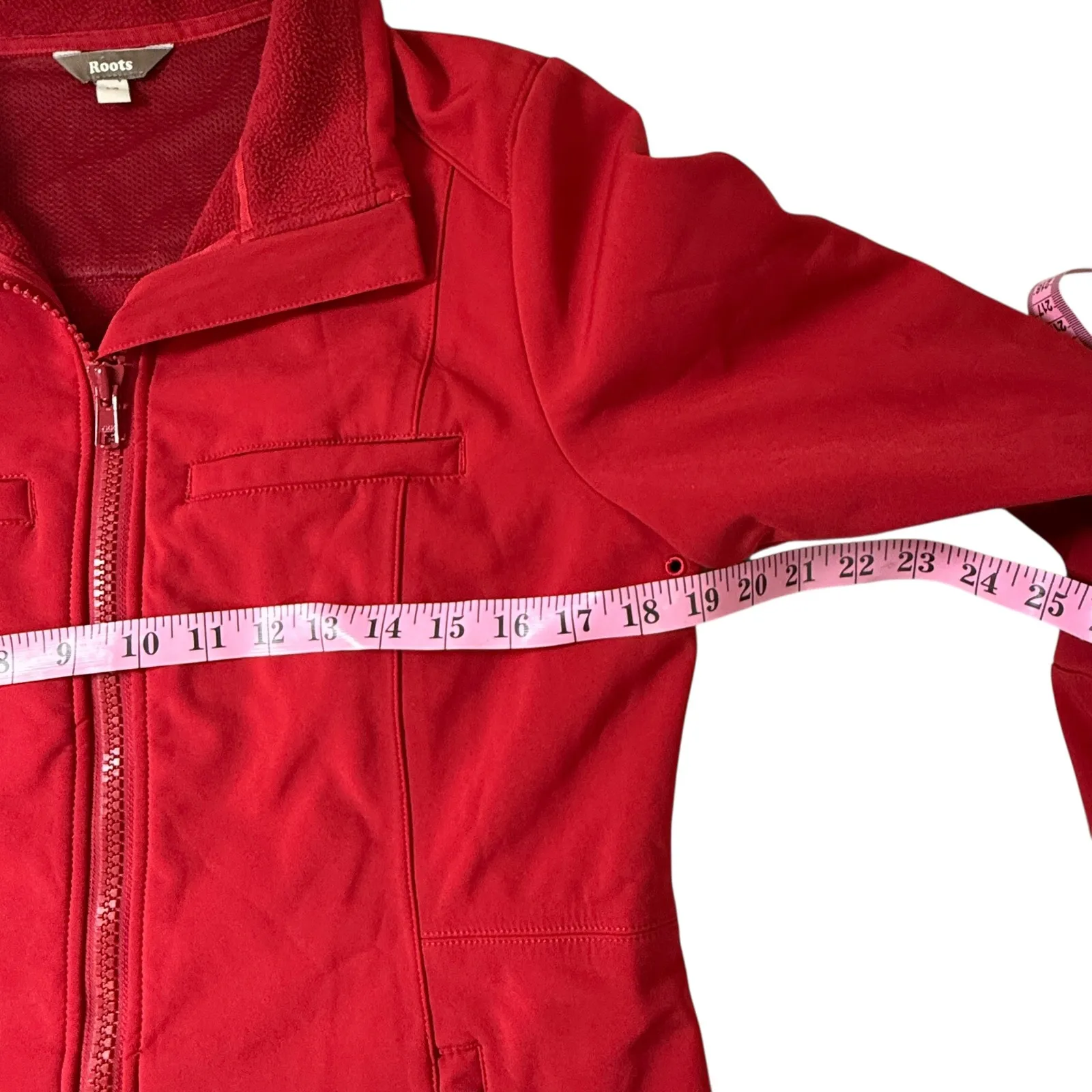 Roots‎ Canada Red Full Zip Jacket Womens Large Fleece Lined Softshell Coat - Image 4