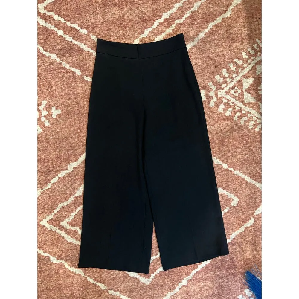 Womens Zara High Waisted Trouser Dress Pants Wide Leg Black Minimalist Medium - Image 2