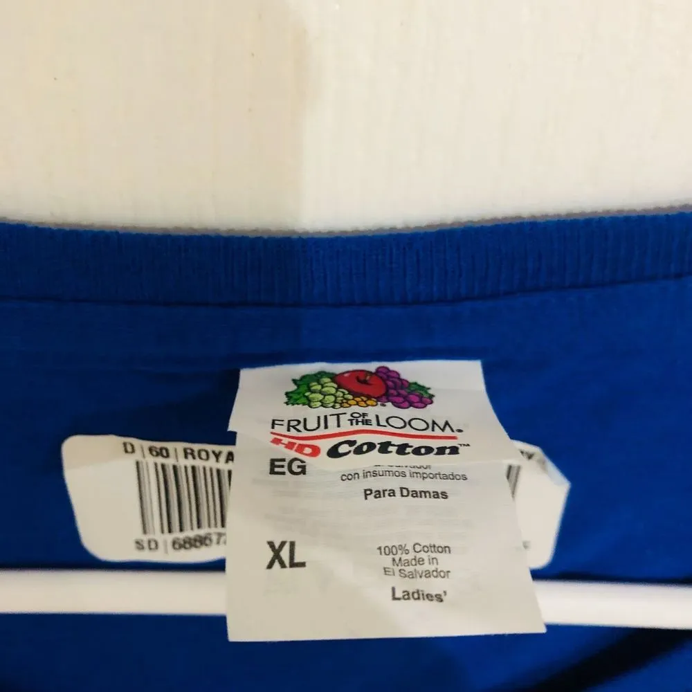 Fruit of‎ the Loom Women's T-Shirt Build Bridges Not Walls Cotton Blue XL NWT - Image 4