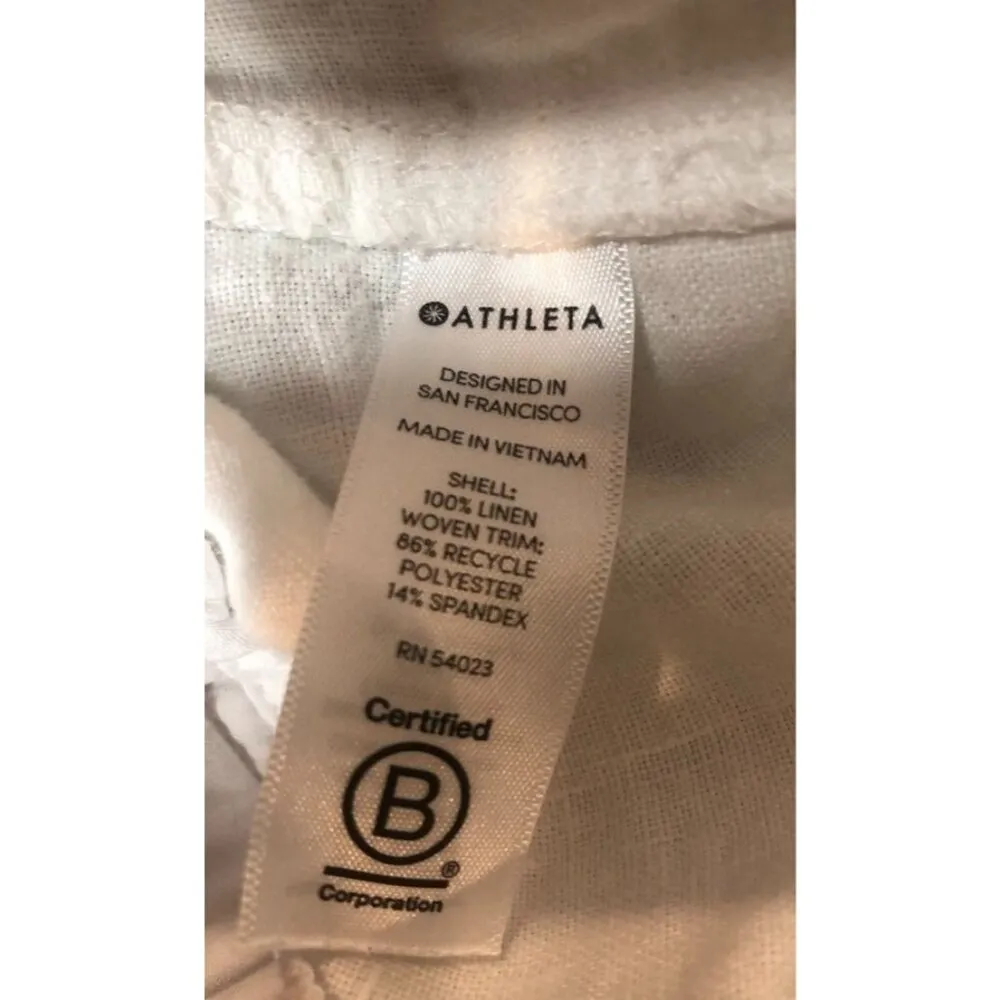 Athleta Cabo Linen 4" Shorts White Elastic Waist Drawstring 405722 Women's 16 - Image 6