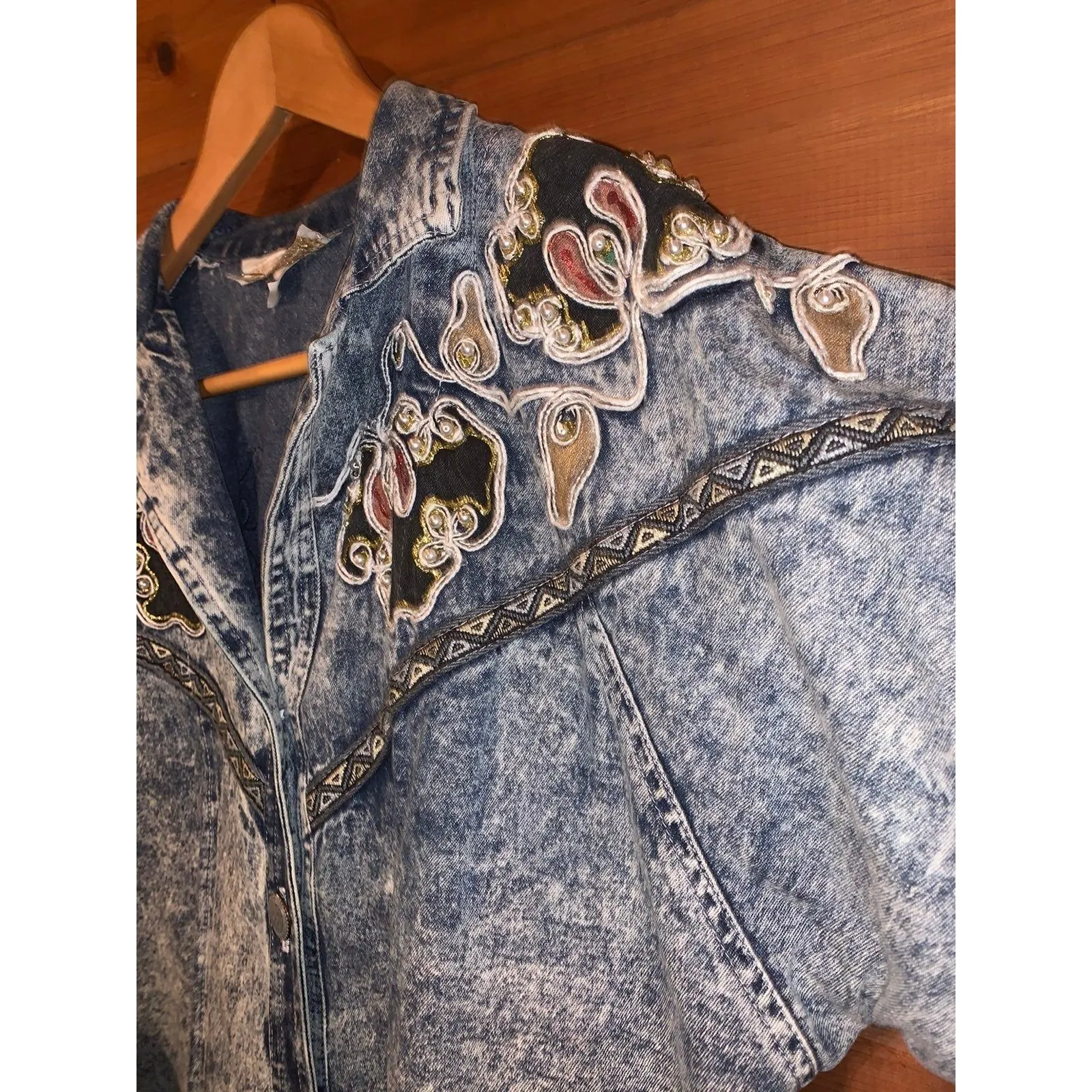 Monique Fashions Acid Wash Denim Jacket & Pants Outfit Medium Blue - Image 4