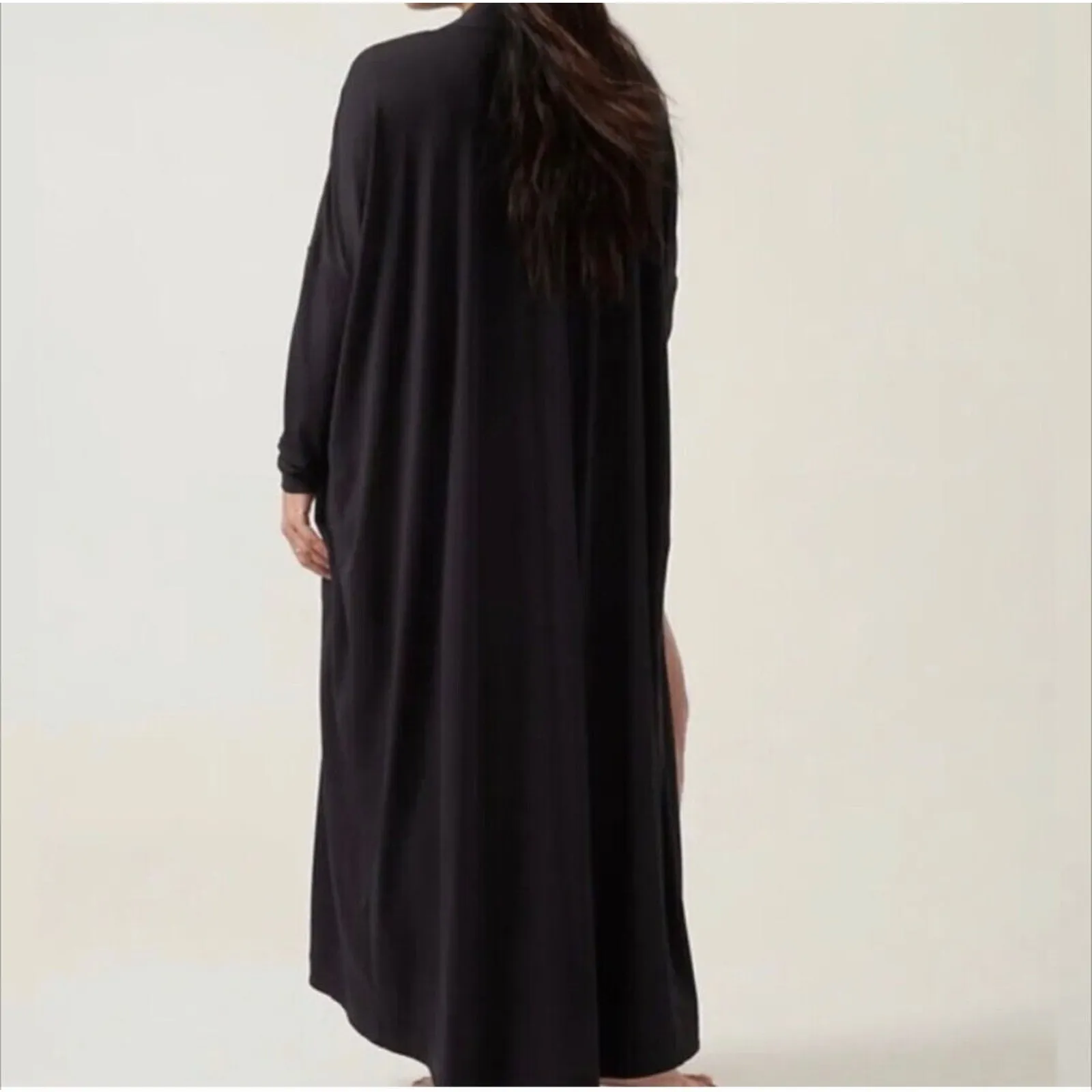 Athleta Modal Robe Black XXS Long Cardigan Sleep Pajama Womens Retail $129 - Image 6
