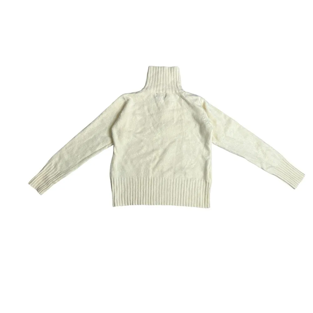 Robe de Kappa Wool High Neck Zip Cream Off-White Sweater Medium - Image 5