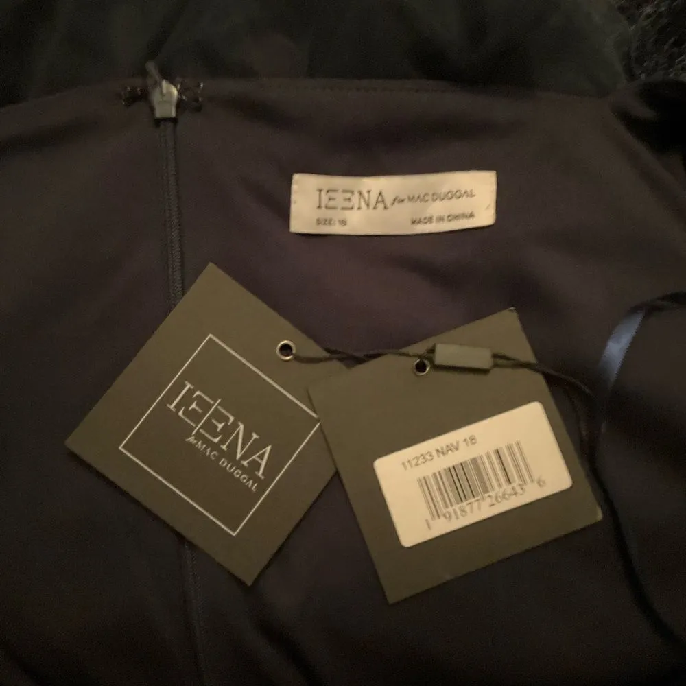 MAC DUGGAL 11233 Womens Navy Flounce Sleeve Square Neck Column Gown - Image 12