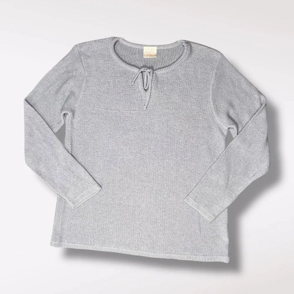 Style Studio Tie Neck Knit Sweater Size Large Blue - Image 8