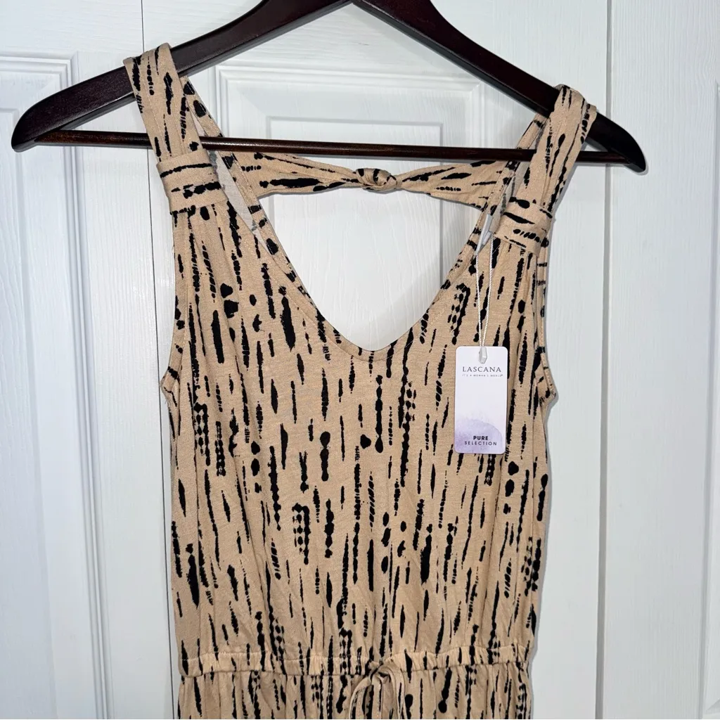 Lascana NWT Tan and Black Sleeveless Mini Dress US size 2 Resortwear - Image 2