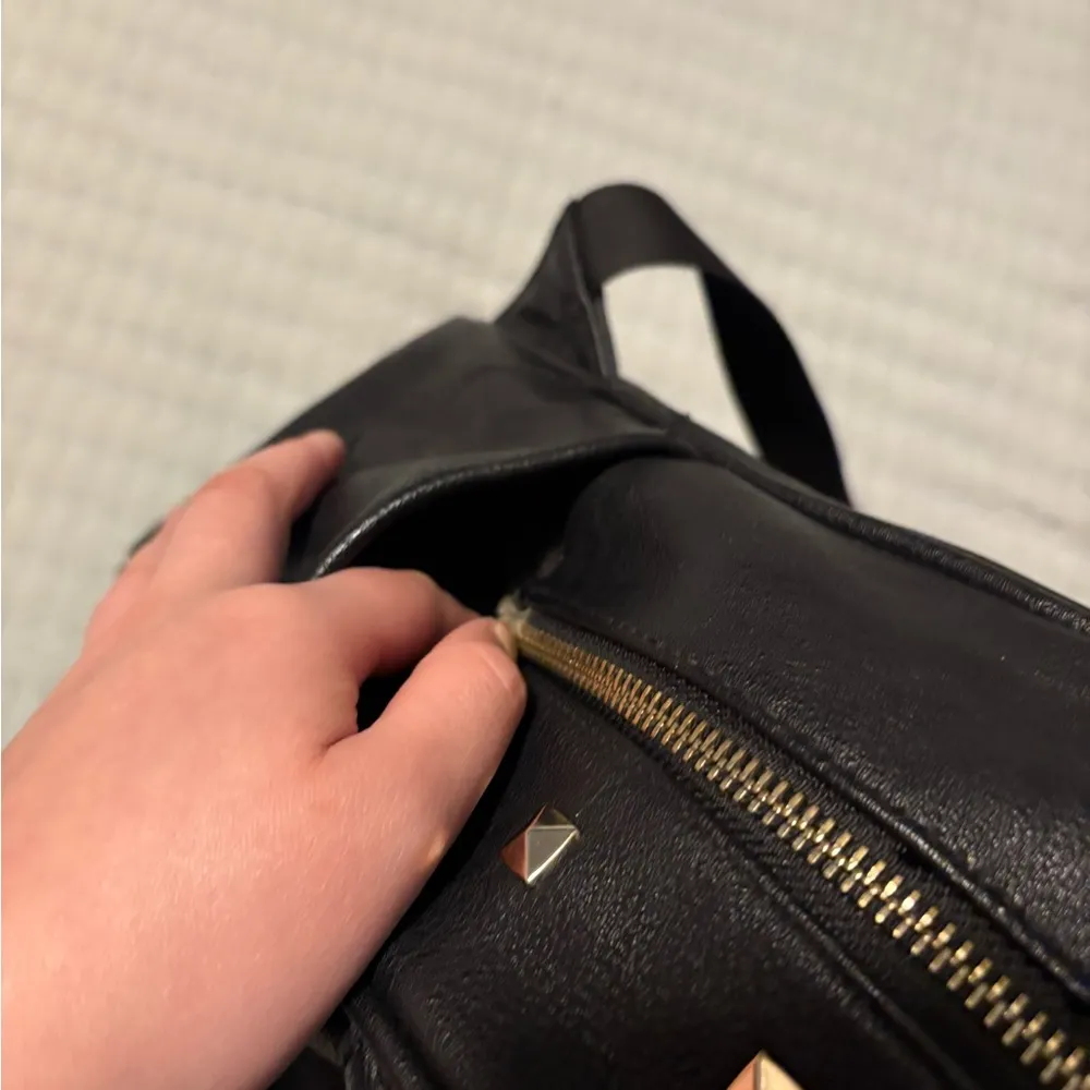 Icing Black Quilted Backpack with Gold Accents - Image 5