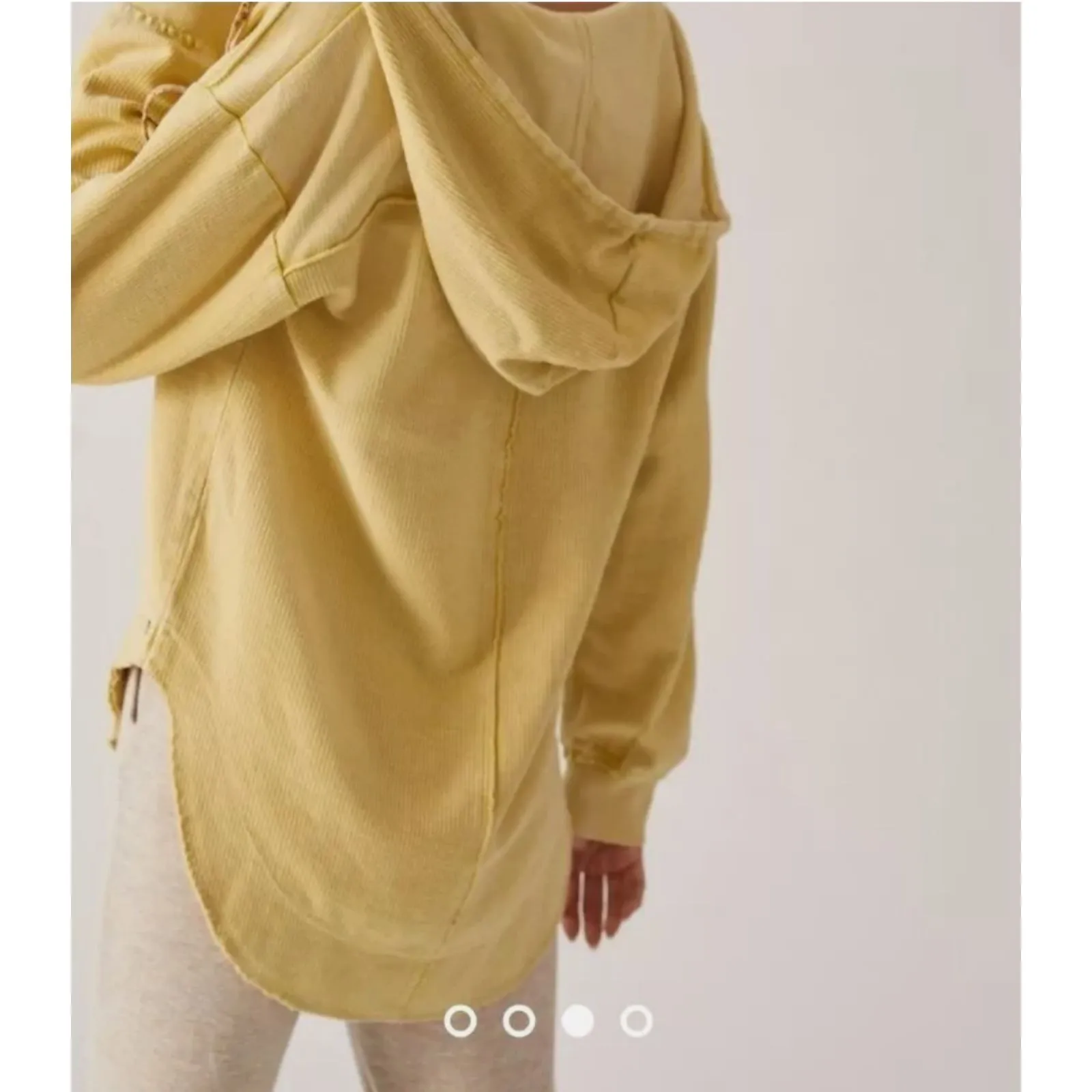 PILCRO Anthropologie Mustard Yellow Hooded Sweater Tunic Top Boho Cabin Women XS - Image 2