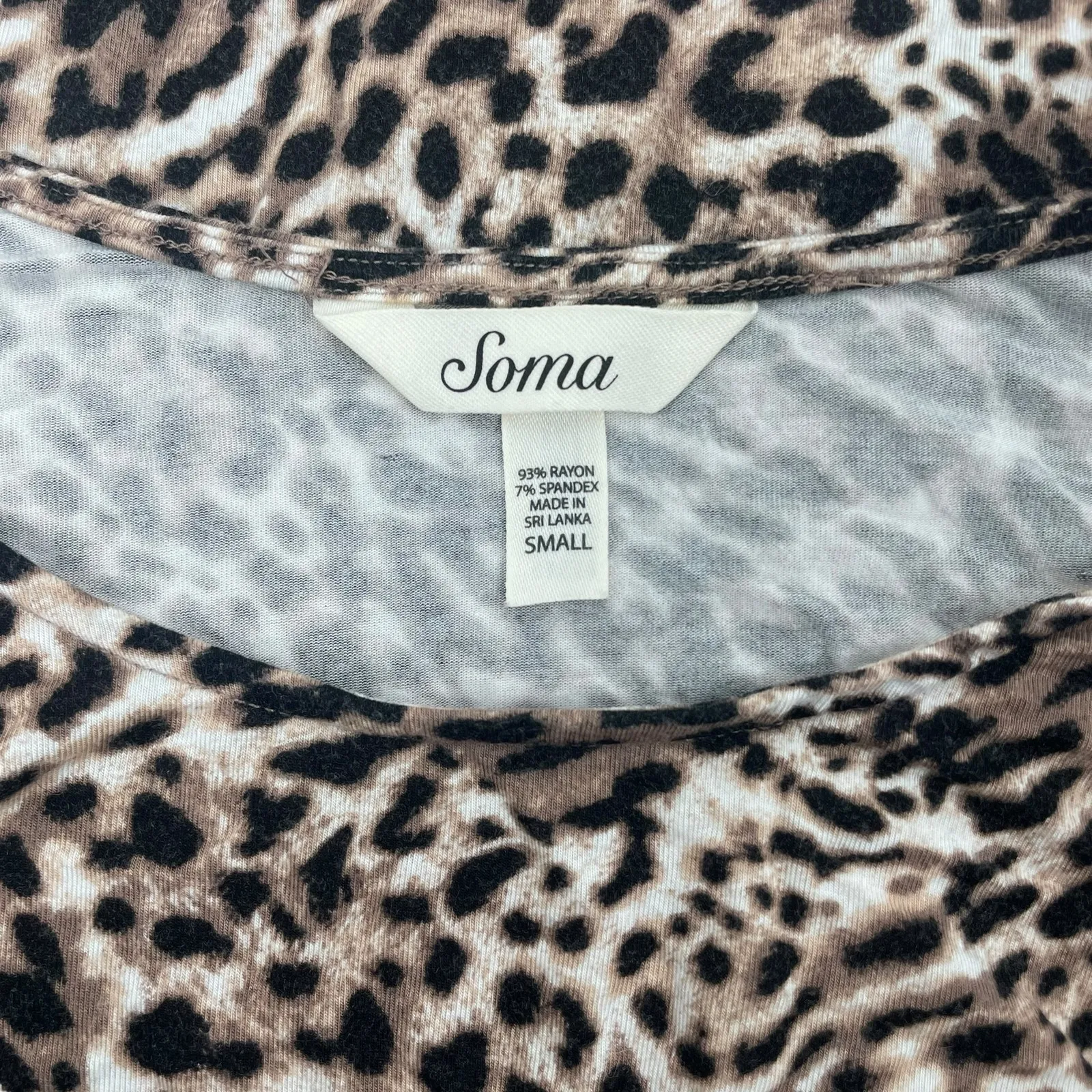 Soma Short Sleeve Animal Printed Soft Jersey Mini Dress Brown Black Size S - Image 7