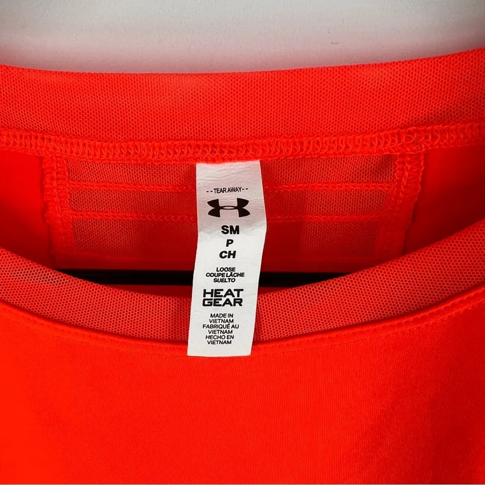 Under Armour‎ Womens Size S Orange HeatGear Pintuck Short Sleeve Shirt - Image 5
