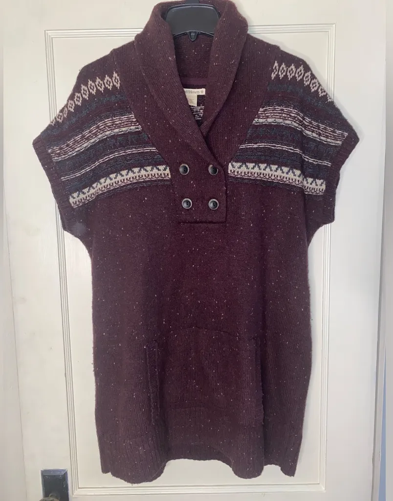 Ruff Hewn Women's Large Wool Blend Long Grandma Sweater Vest Collared Buttons - Image 1