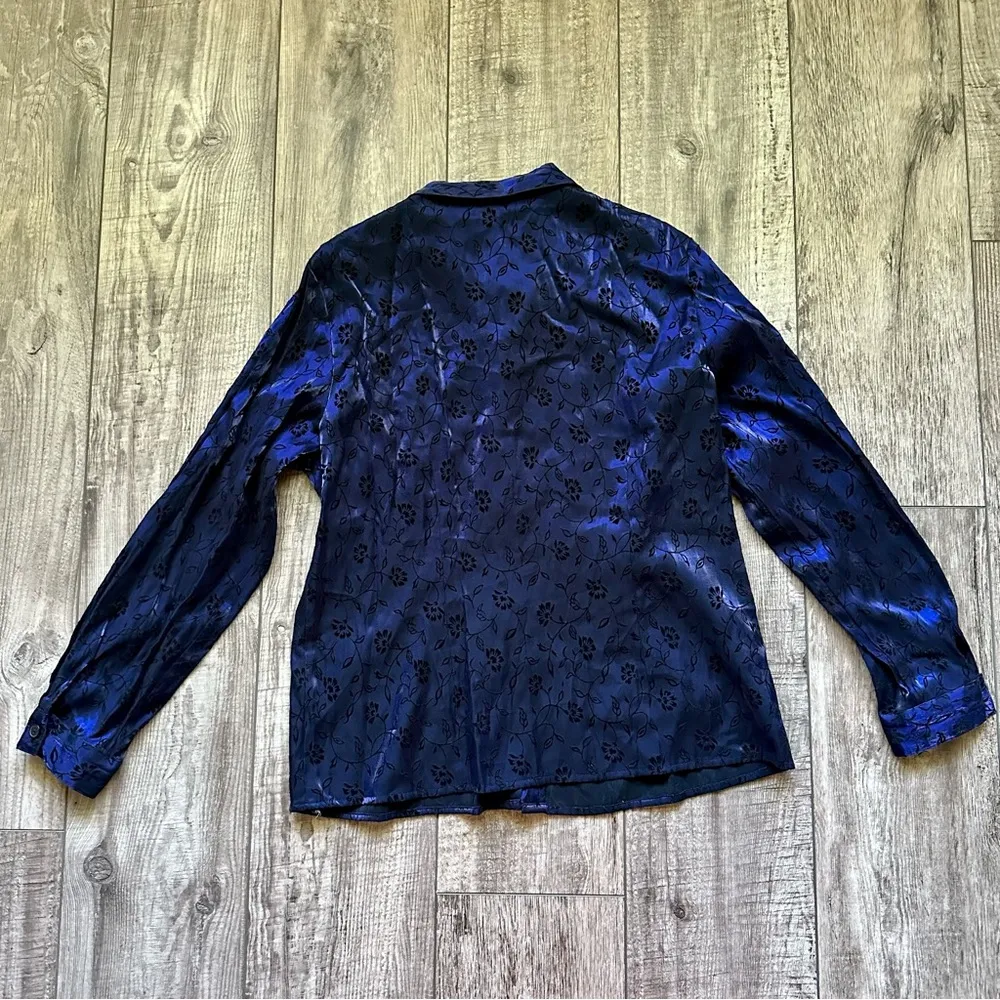 Vintage Y2K iridescent blouse with velvet florals - Impressions [H3R] - Image 7