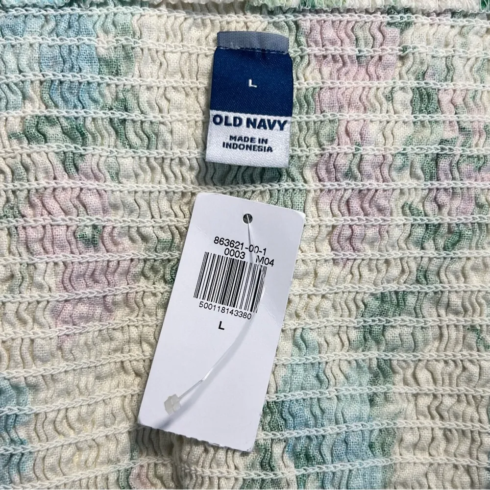 Old Navy Womens Floral Midi Dress Size L White Linen Blend Boho Cottagecore - Image 8