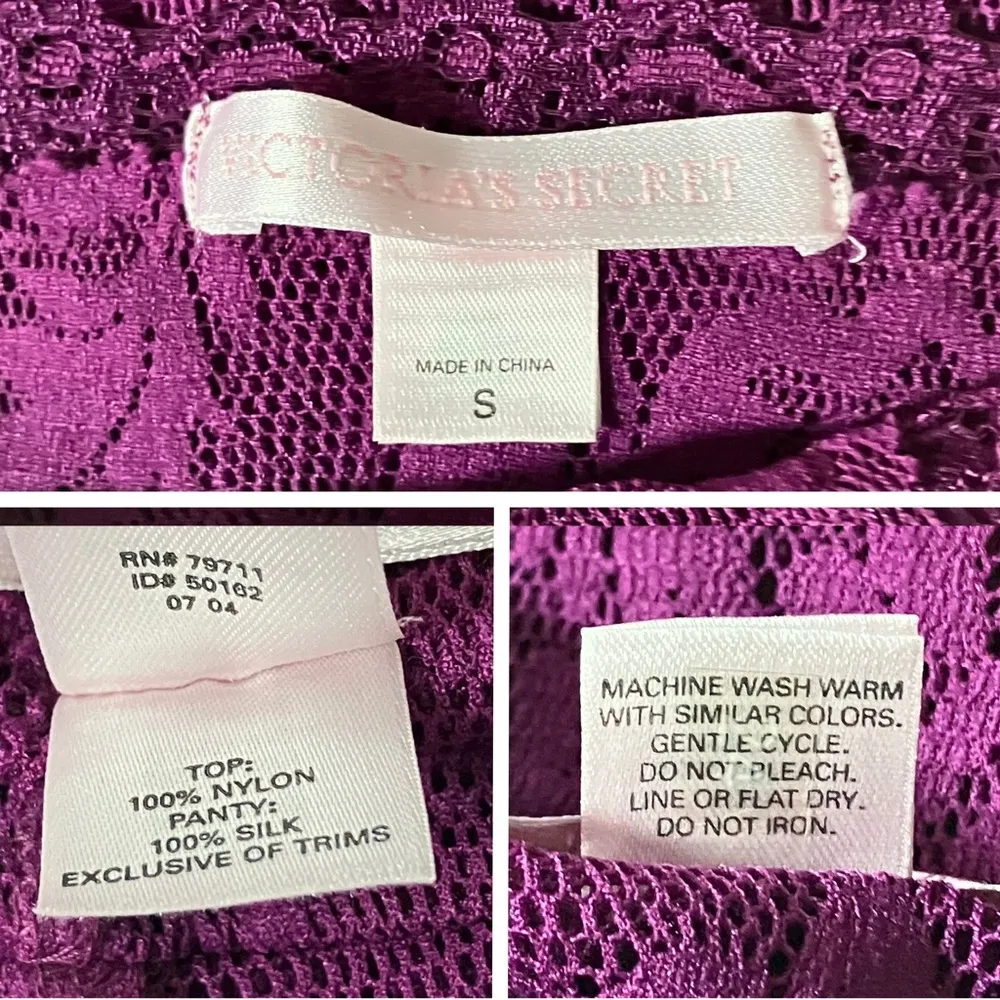 Vintage Y2K Victoria’s Secret Sheer Purple Lace Slip Dress Sz S Coquette Chemise - Image 9
