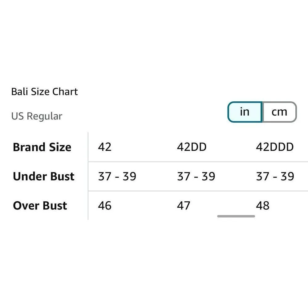 NEW Bali Full-Coverage Underwire Bra Full-Frame Lifting Smoothing 38D - Image 3