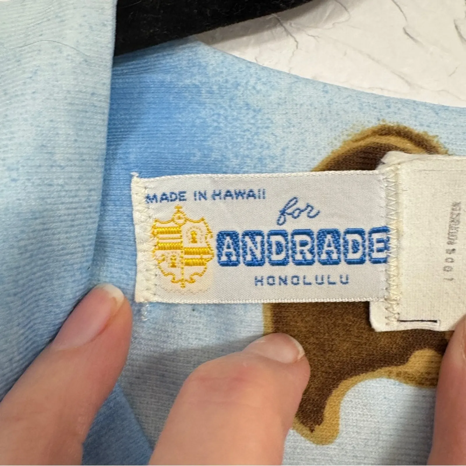 Vintage 1970s Andrade Hawaiian Blue Floral Maxi Dress Womens 10 Tropical Island - Image 7