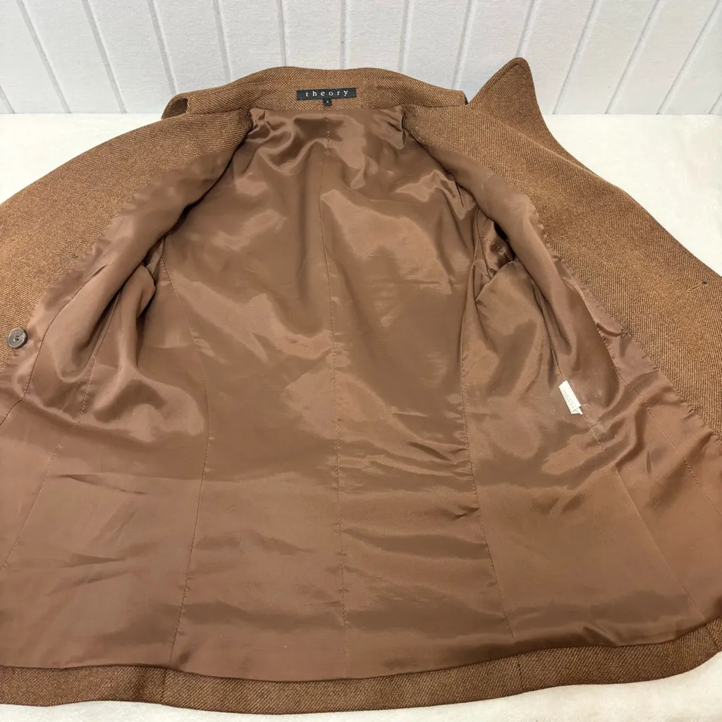 Theory Wool Brown Double-Breasted Blazer Size 4 - Image 10