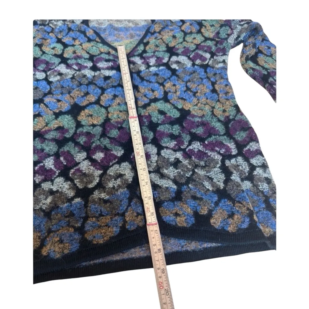 Marcazzani Made In Italy Wool Cardigan XXL Ombre Leopard Knit Quiet Luxury EUC Black - Image 5