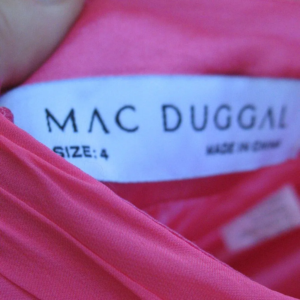 NWT Mac Duggal Ruffle Tiered Cut Out Chiffon Gown 67911 Hot Pink Size  4 - Image 14