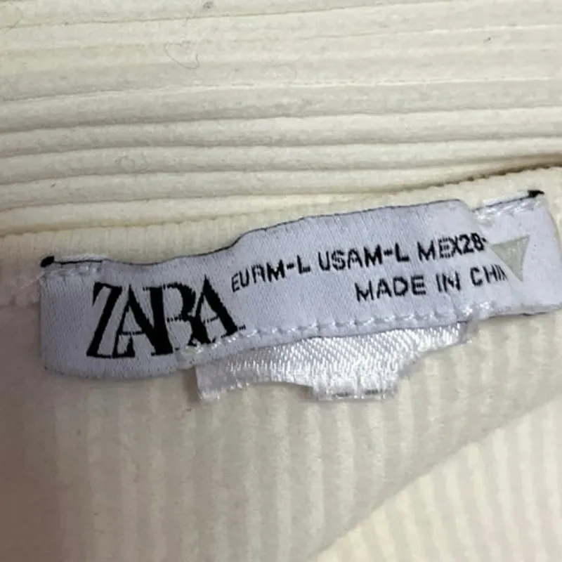 Zara Women's White Long Sleeve Ribbed Knit Square Neck Sweater Crop Top Size M-L - Image 3