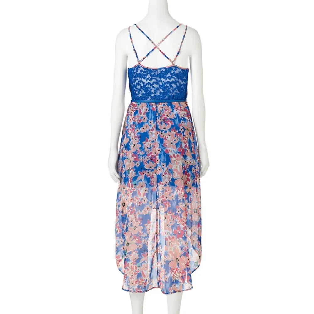 Junior’s Candie’s Floral Hi-Low Dress Size L - Image 2