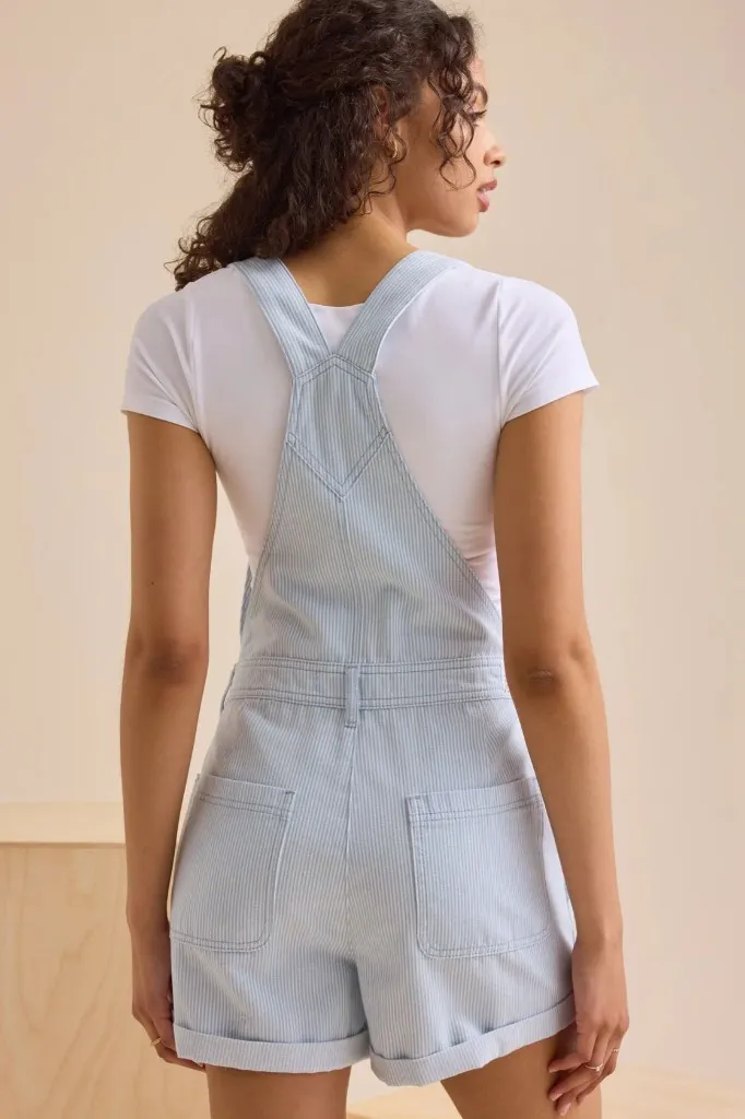 Altar'd State Bobbie Striped Shortall Light Blue Striped Sz L Retail $84 - Image 5