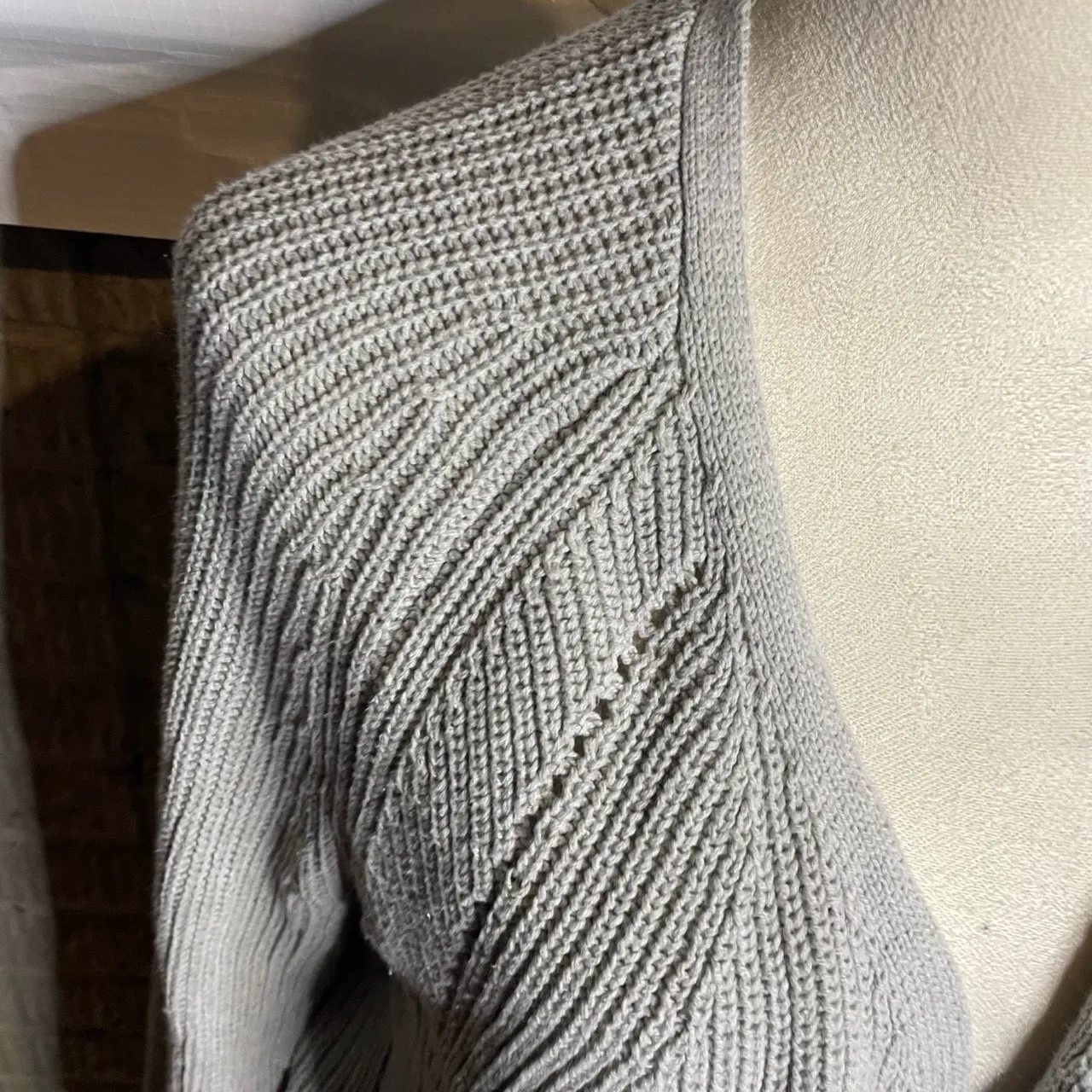 Andrea‎ Jovine Women Gray Open Front Colorblock Knit Cardigan Size 1 - Image 2