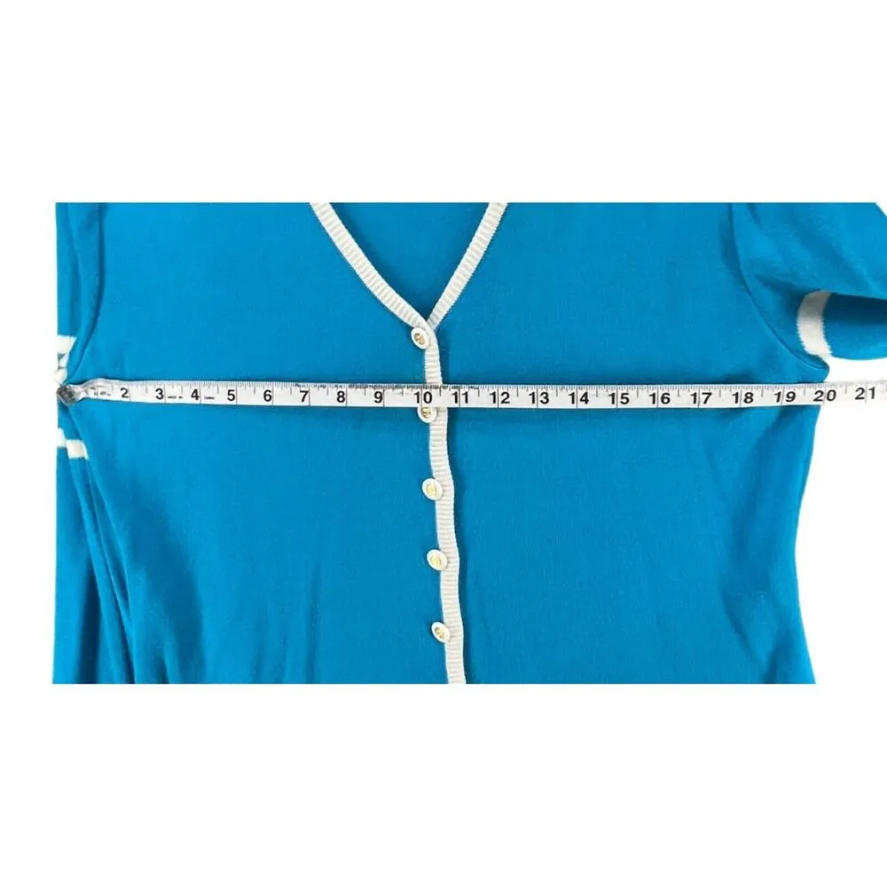 St John Cardigan Sweater S Blue White Santana Old Money Yacht Country Club Vtg - Image 7