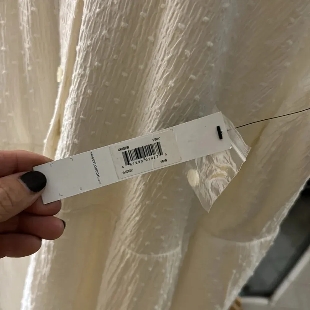 Maggy London Women's white Plus Size Maxi Full Skirt Shirt Dress size 16W NWT - Image 5